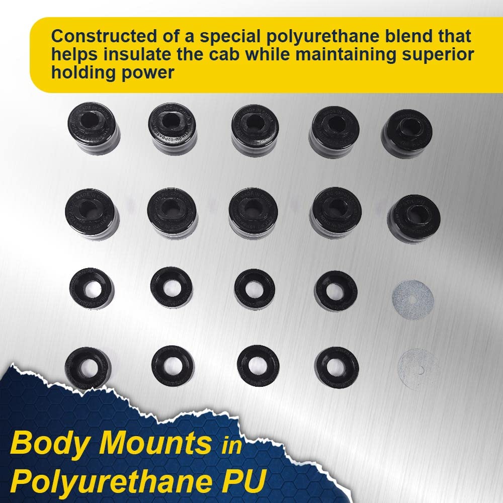 G-PLUS Body Mounts in Polyurethane PU Compatible with 1999-2017 F250 F350 Super Duty 2WD/4WD,Body Cab Mounts Bushings Kit (Black)