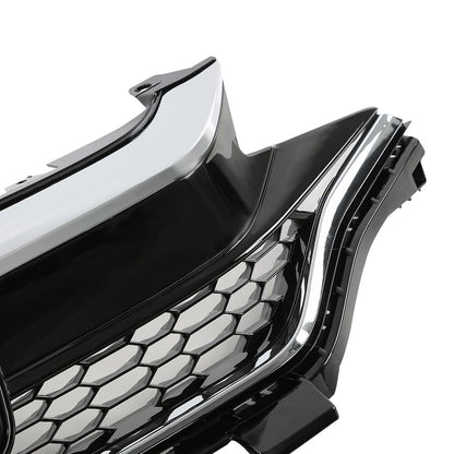 G-PLUS Front Bumper Upper Chrome Honeycomb Grille Grill Compatible with 2018 2019 2020 Honda Fit 71121-T5R-A50, 71122-T5R-A50, 71123-T5R-A50
