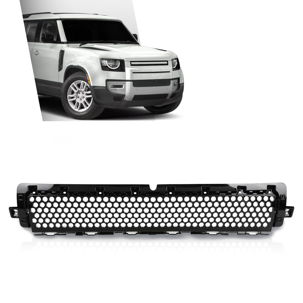 G-PLUS Front Bumper Lower Grille Compatible with Land Rover Defender 90 110 130 2020-2024 Glossy Black Grill LR133561, LR129440, L8B217H750BA