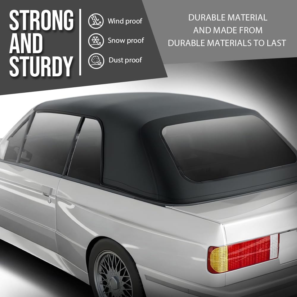 G-PLUS Convertible Soft Top Replacement & Clear Window Compatible with BMW 3-Series E30 Convertible 1986-1993 Black