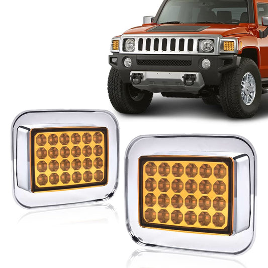 G-PLUS LED Corner Signal Lights Compatible with 2003-2009 Hummer H2 15060529, 15060530 Left Driver Side& Right Passager Side Smoke Lens Parking Lamps