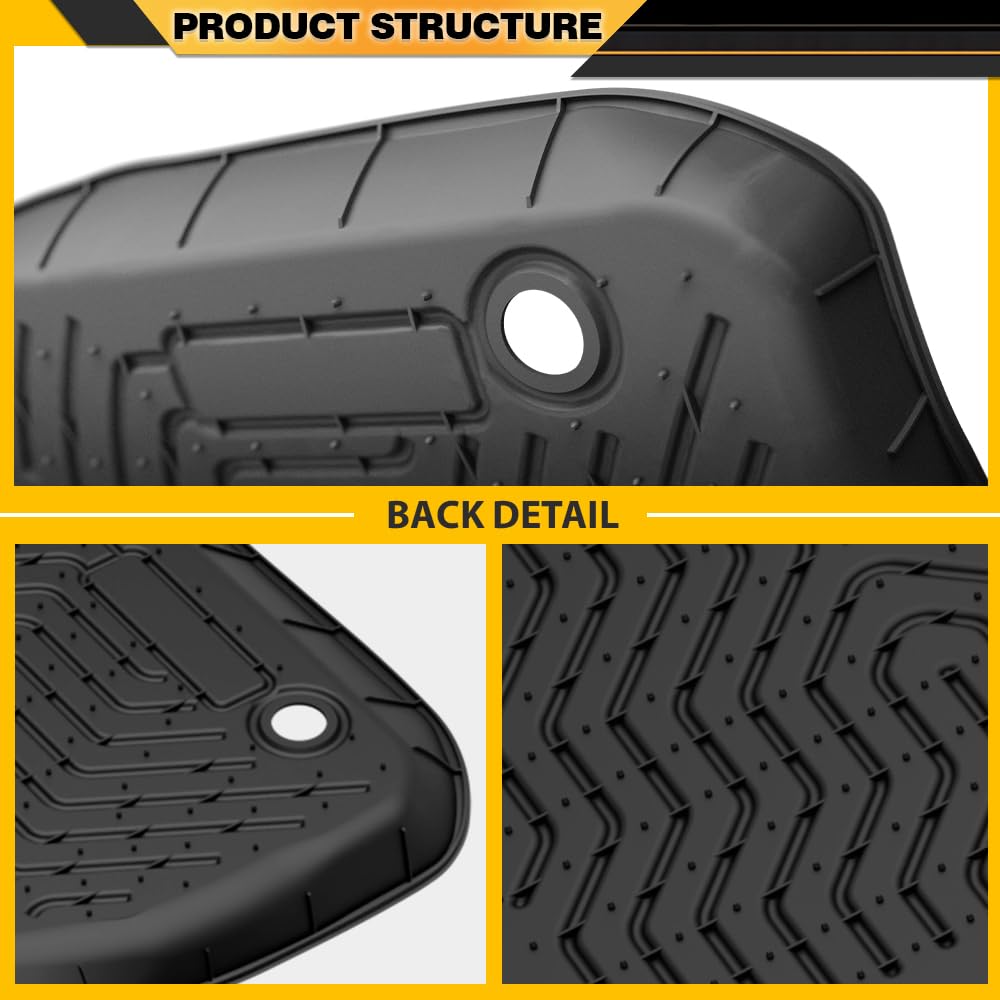 Floor Mats Fit Ford F250 F350 F450 Crew Cab 2008-2010 Without Manual Shifter (Footwell Coverage) All Weather Full Cover Protection TPE Car Floor Cargo Liners, Black,alfombras para carro