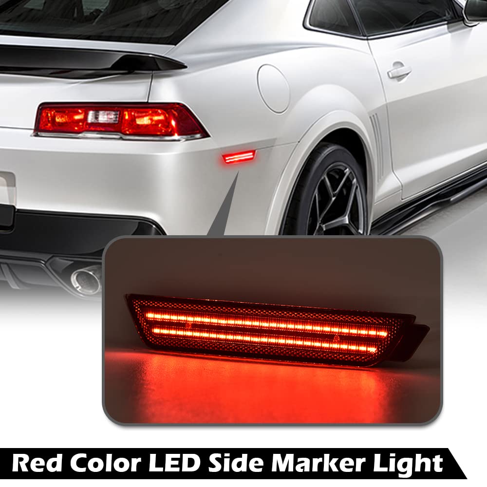 G-PLUS LED Rear Fender Side Marker Light Lamp Pair Smoke Lens Compatible with 2010-2015 Chevy Camaro LS | LT | SS | Z/28 | ZL1 92246253, 92246252