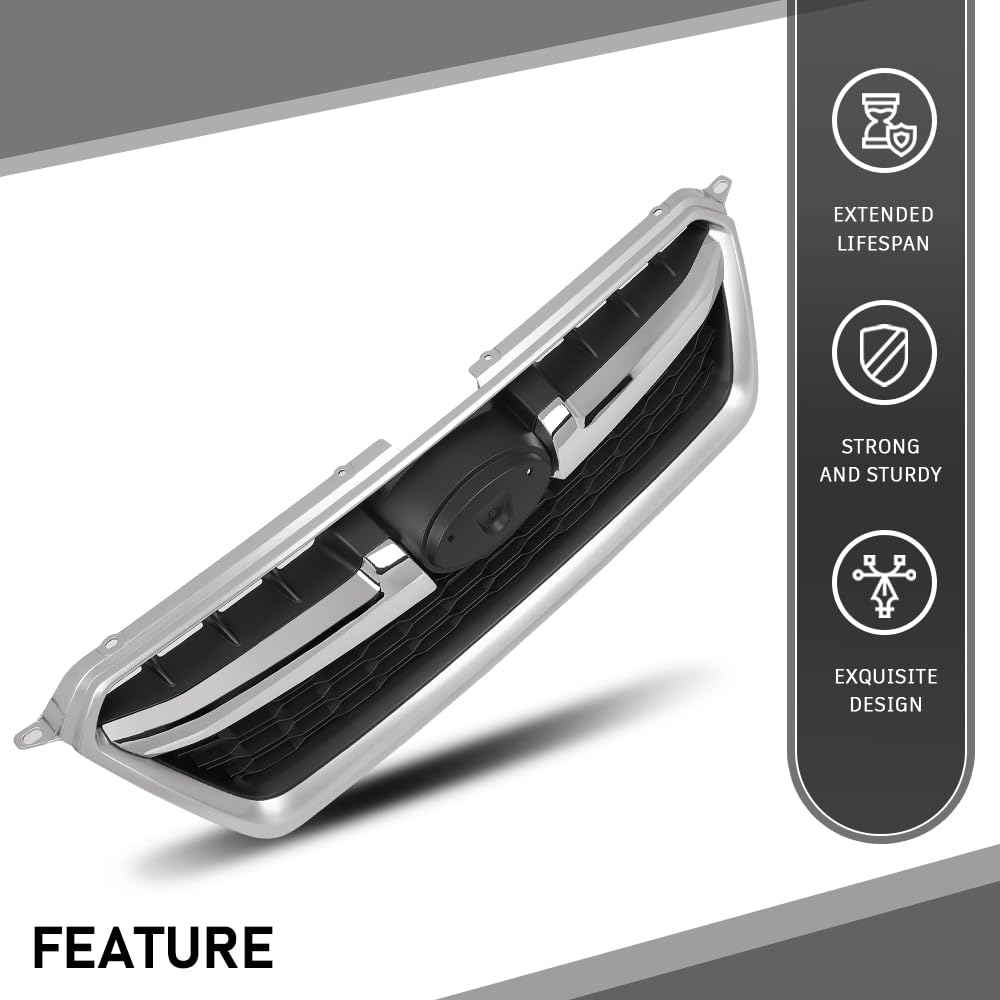 G-PLUS Front Bumper Upper Grille W/Chrome Grill Tirm Compatible with Subaru Impreza 2012-2014 91122FJ010