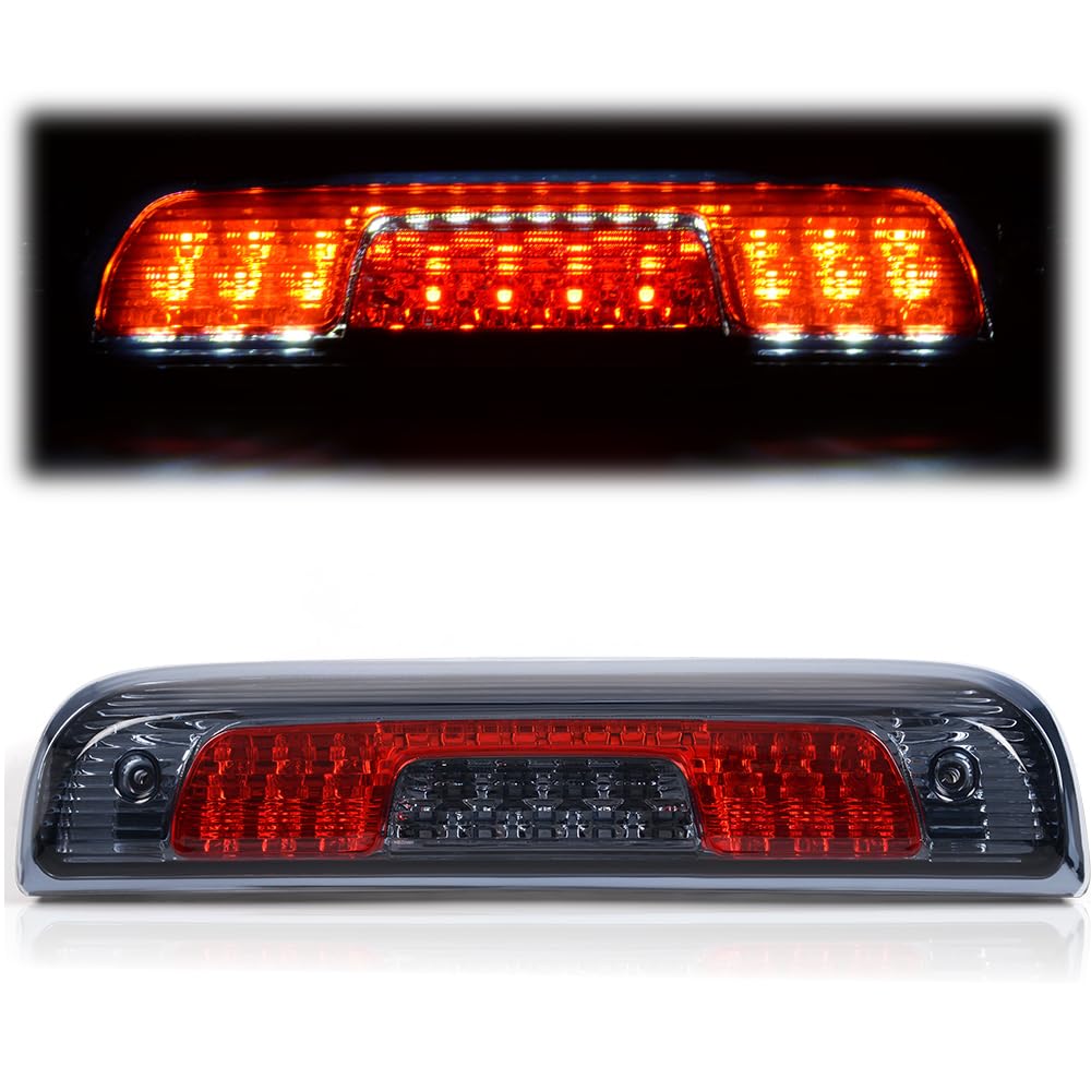 G-PLUS Rear LED Third Brake Light Compatible With 2014-2018 Chevy Silverado/GMC Sierra1500/2500HD/3500,3RD Cargo Led Tail Lamps Chrome Housing,Smoky Red lens