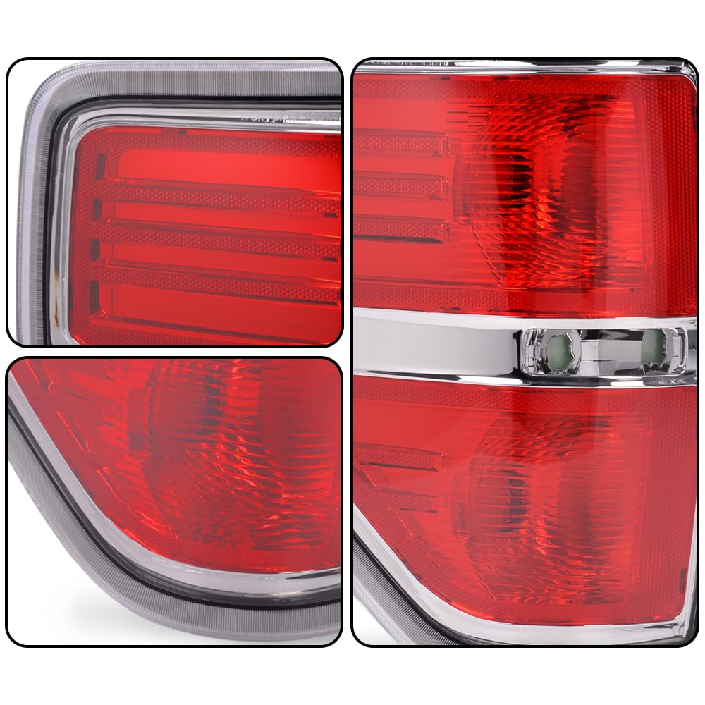 G-PLUS Driver and Passenger Side Headlights & Tail lights Compatible with Ford F150 2009-2014 (Clear Lens Black Housing Clear Reflector Headlights + Tail lights)