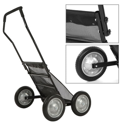 G-PLUS 500 Pounds Capacity Foldable Multi Use Deer Game Recovery Cart Utility Gear Dolly with 4 Oversized Wheels All Terrain Cart Black