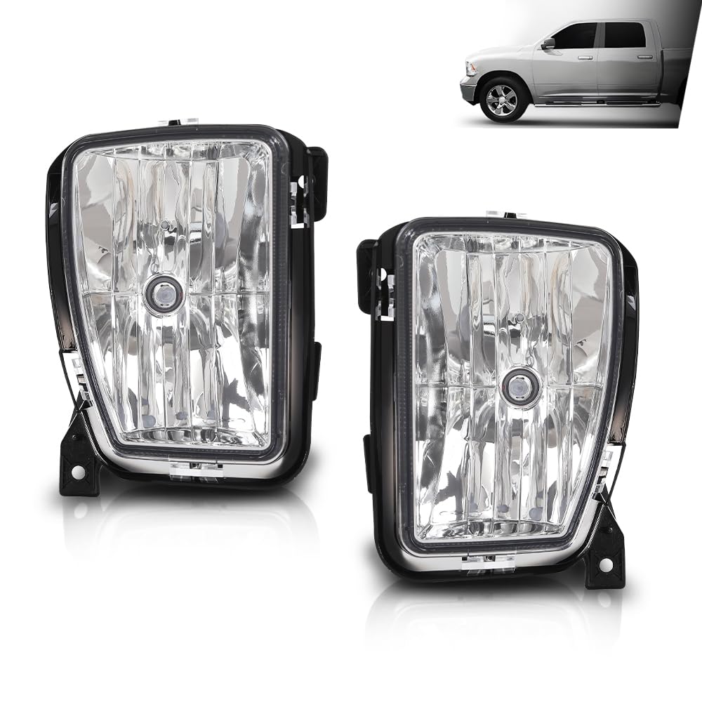 G-PLUS Fog Light Compatible With Dodge Ram 1500 Pickup 2013-2018,(NOT For Rebel Models),Driving Clear Fog Lamps w/Bulbs Pair