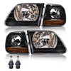 G-PLUS Headlights Assembly,Compatible with Ford Expedition 1997-2002/Fit Ford F150 1998-2003/Fit Ford F250 1988-1999 Bumper Headlamp,Clear lens Black Housing Amber Reflector Left & Right