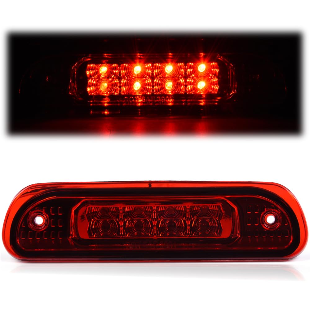 G-PLUS LED Third 3rd Brake Cargo Light Compatible With 1999-2004 Grand Cherokee,Rear Roof Center High Mount Stop Tail Light Replacement (Chrome Housing Red Lens)