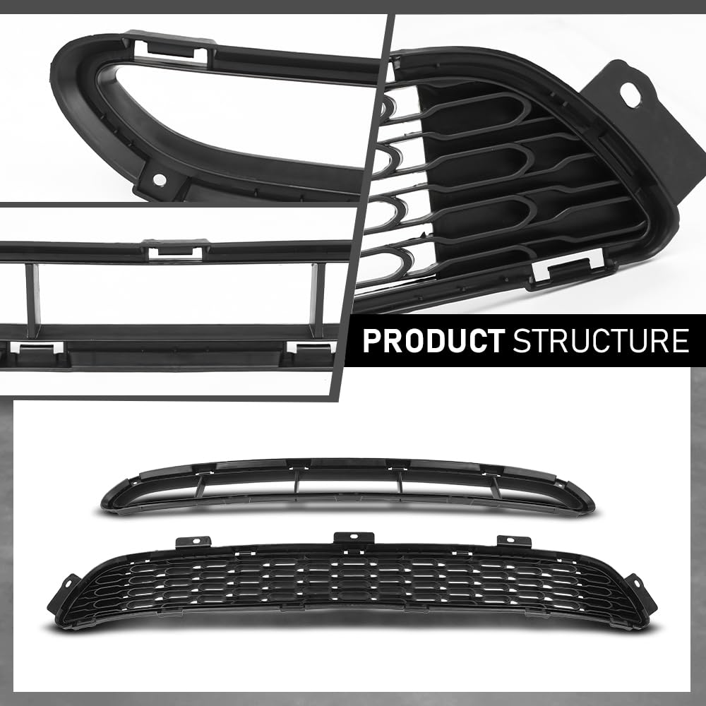 G-PLUS Front Lower & Center Bumper Grille 2PCS, Compatible with Kia Sorento 2014-2015 865611U500, 865221U500, 86561-1U500, 86522-1U500, 865622P500, 865222P500