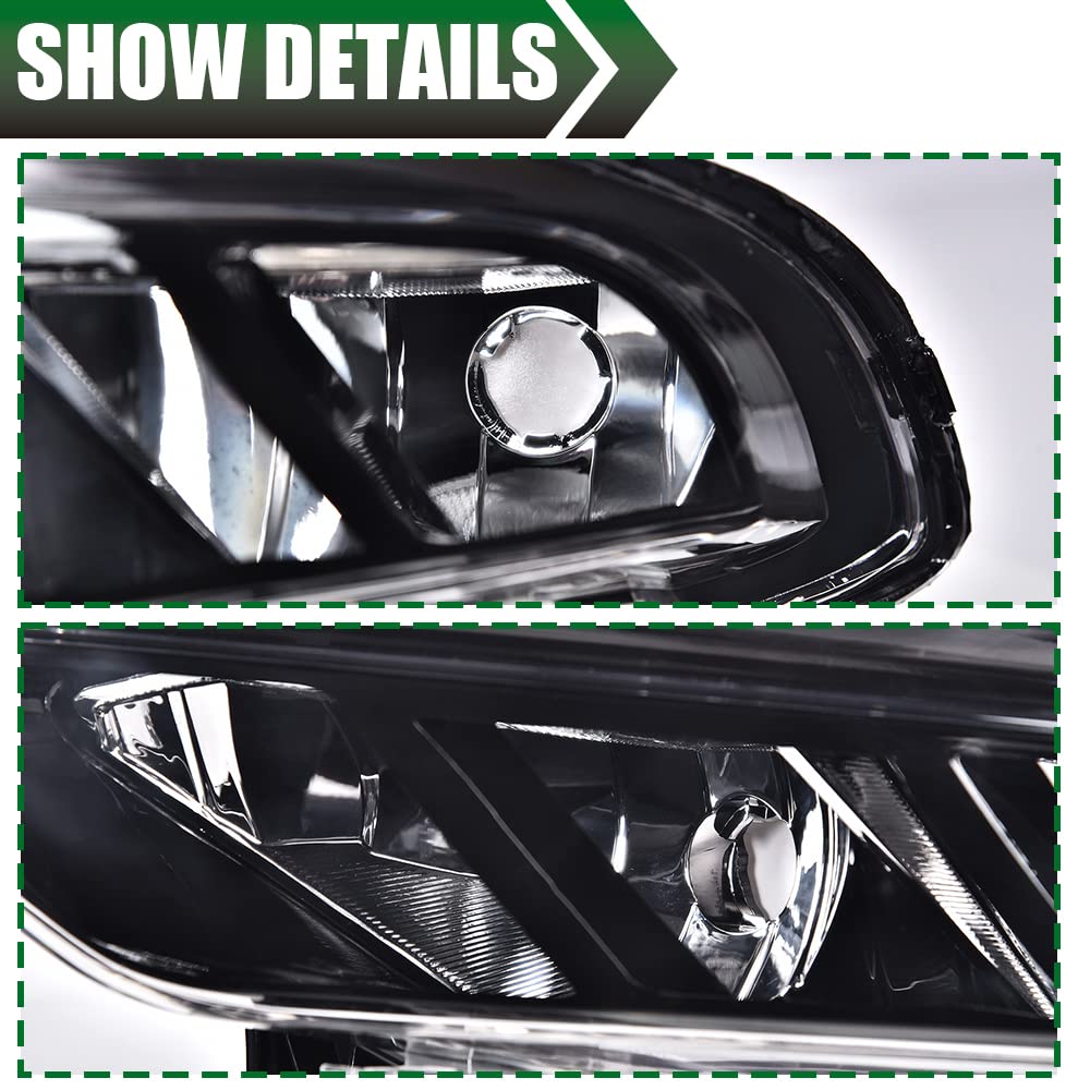 G-PLUS Fog Lights Assembly Compatible With 2016-2018 Nissan Maxima 4-Door Sedan S SL SR SV Front Bumper Halogen Fog Lights w/o Bulb Clear Lens Black Housing,Driver Side(Left)