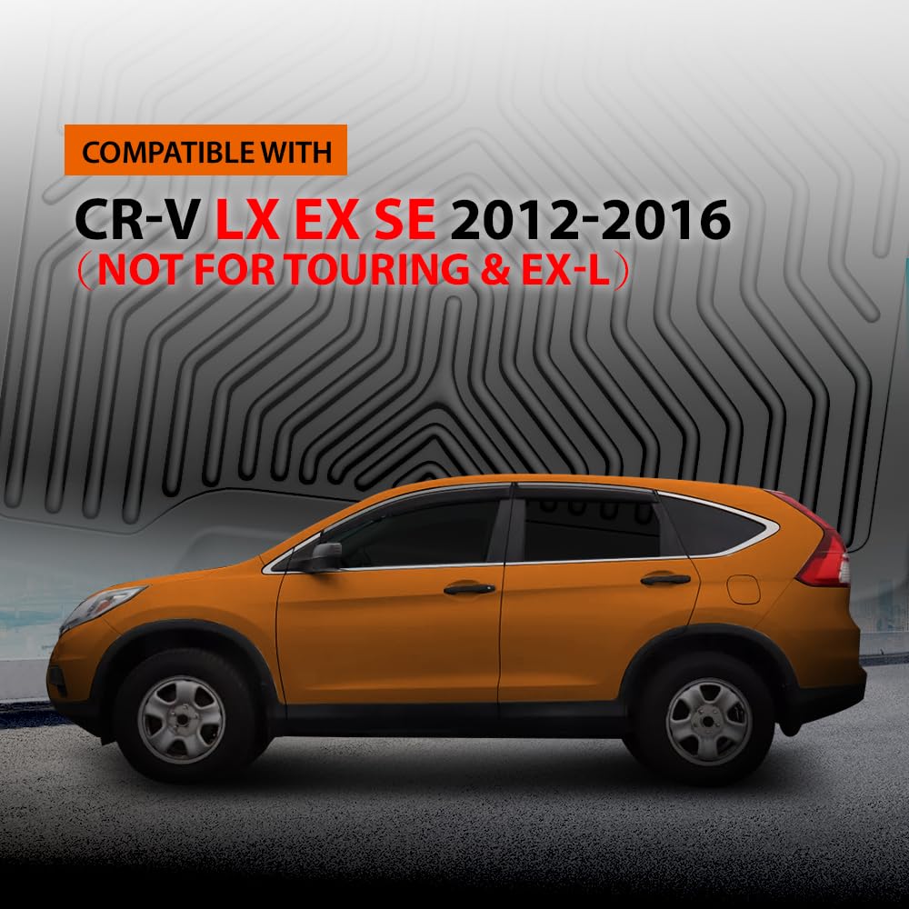 G-PLUS TPE Floor Mats Fit Honda CR-V LX EX SE 2012-2016 (Not Fit Touring & EX-L) 1st & 2nd Row Truck Accessories Cargo Liners All Weather Protection 3pcs Black Alfombras para Carro