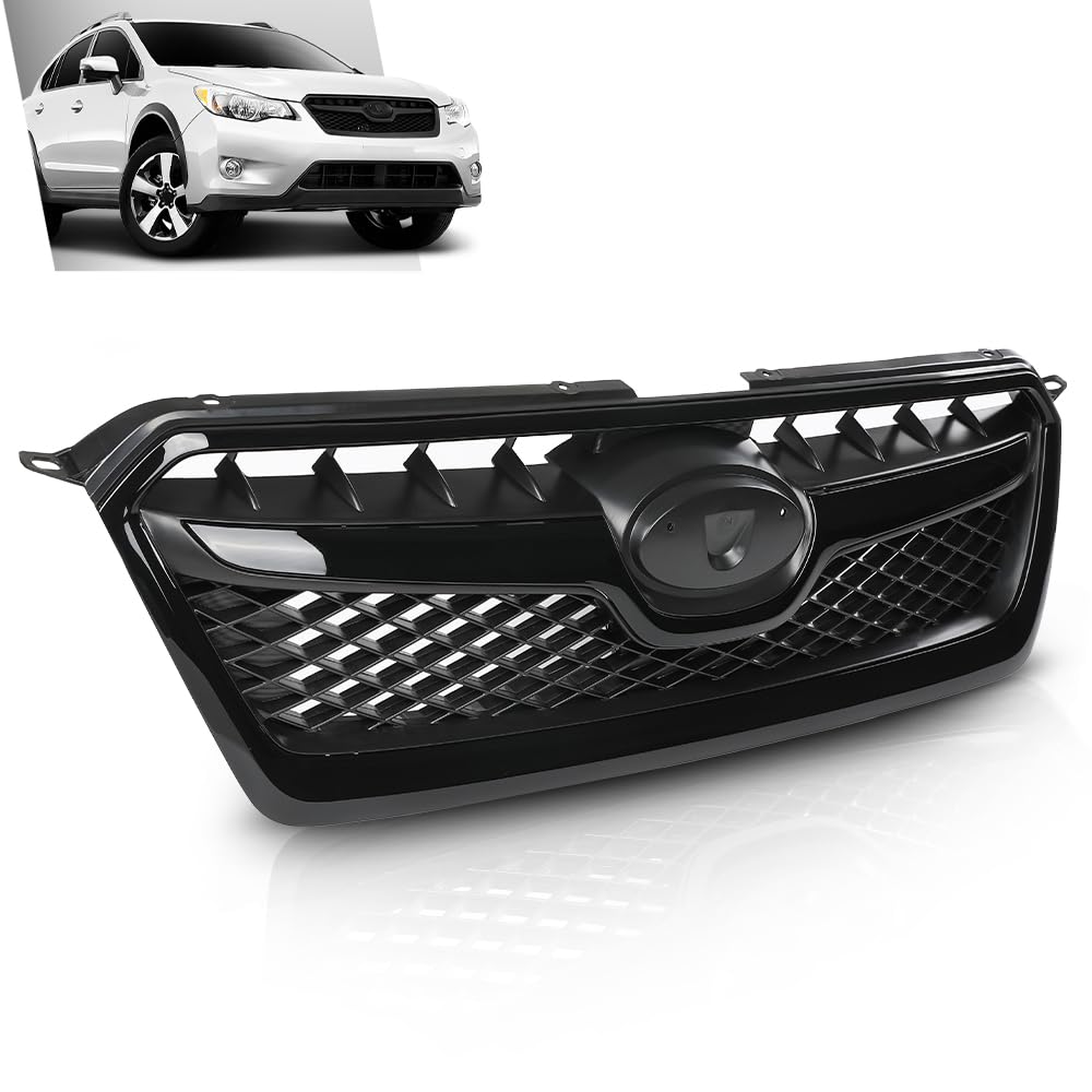 G-PLUS Front Bumper Grille Compatible with Subaru XV Crosstrek 2013 2014 2015 Mesh Grill Assembly 91122FJ020, 91123FJ040, 91123FJ050, SU1200151C, SU1210100, SU1202100