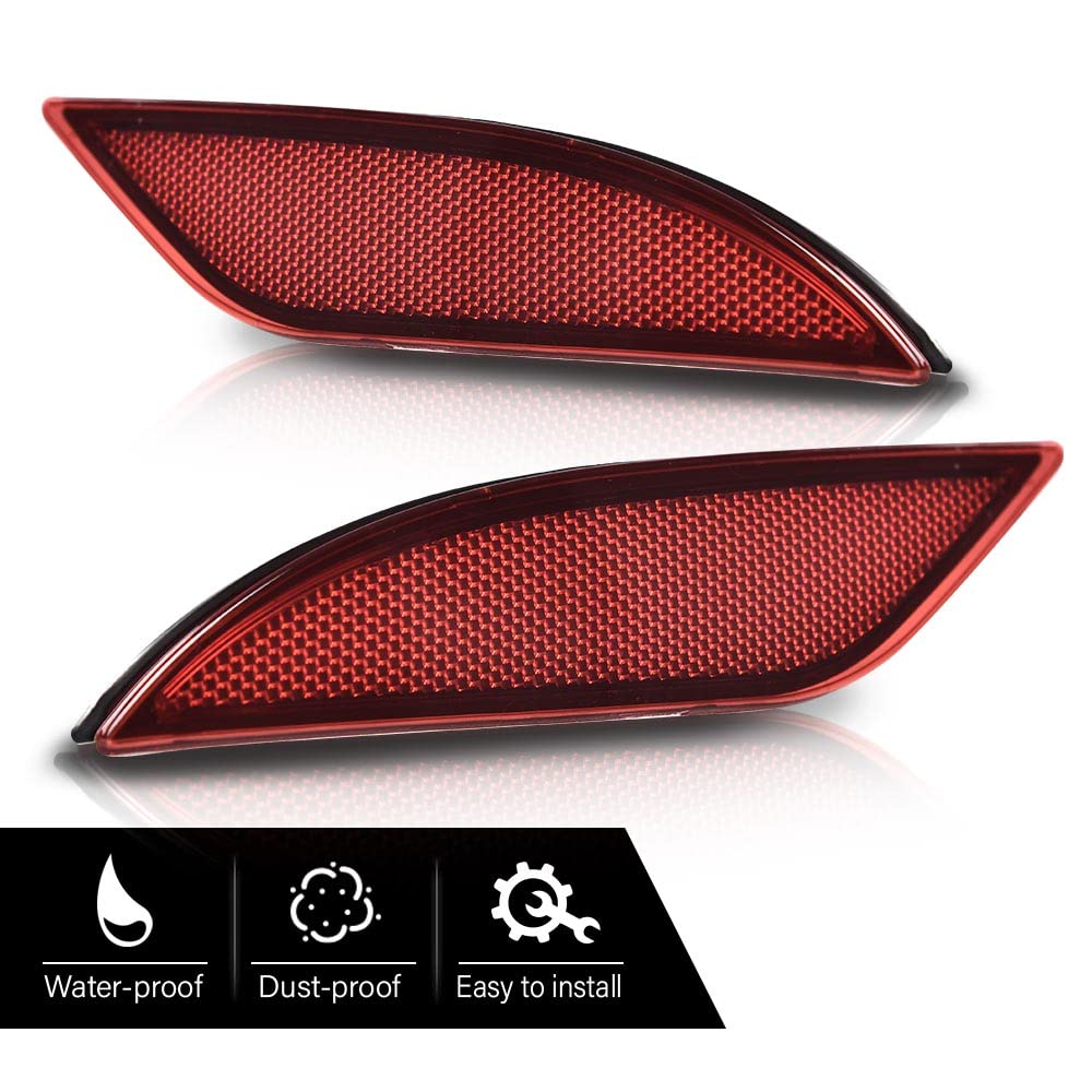 G-PLUS Rear Bumper Reflector Set Driver and Passenger Side Compatible with Chevy Malibu Hybrid 2016-2019 /Fit Malibu L 2016-2021 /Fit Malibu LS LT 2016-2022 23174490 GM1185113 23174489 GM1184113