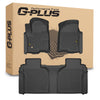 G-PLUS Floor Mats Fit for Chevy Silverado/GMC Sierra 1500 2500HD 3500HD Crew Cab 2019-2025(Fit with Rear Under-Seat Storage), TPE All Weather Custom Fit Floor Liner Car Mats 3 Piece Black