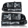 G-PLUS Headlights Corner Bumper Turn Signal w/o Bulbs Fit Chevy Blazer 1998-2005/Fit Chevy S10 Pickup 1998-2004 Smoke Lens Black Housing Clear Reflector Bumper Headlamps,faros delanteros Assembly