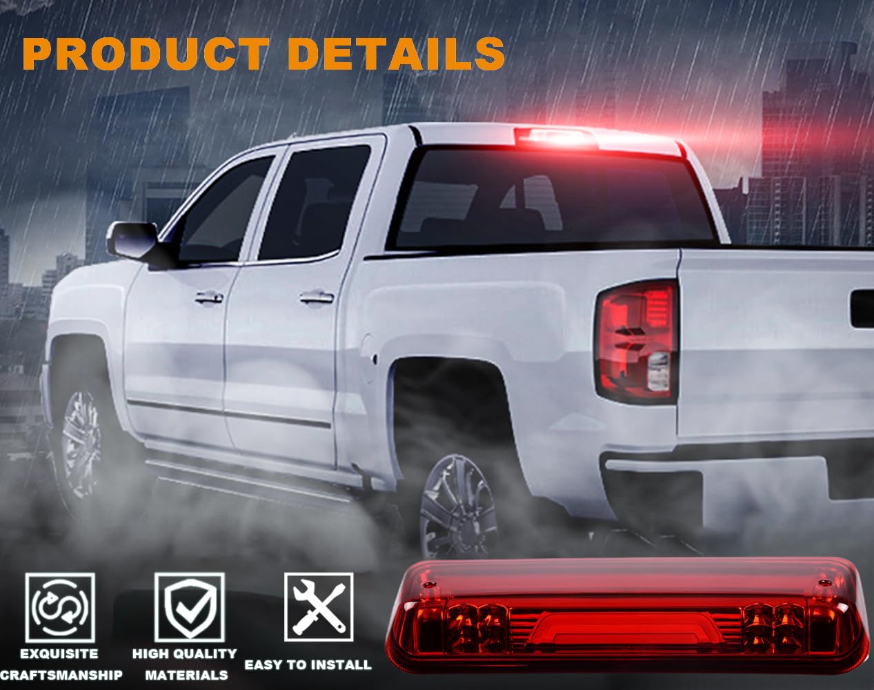 G-PLUS Rear LED Third Brake Light Compatible with Ford F150 Lobo 2004-2008/ Ford Explorer Sport Trac 2007-2010/ Lincoln Mark LT 2006-2008 3RD Cargo Led Tail Lamps (Red Lens Black Housing)