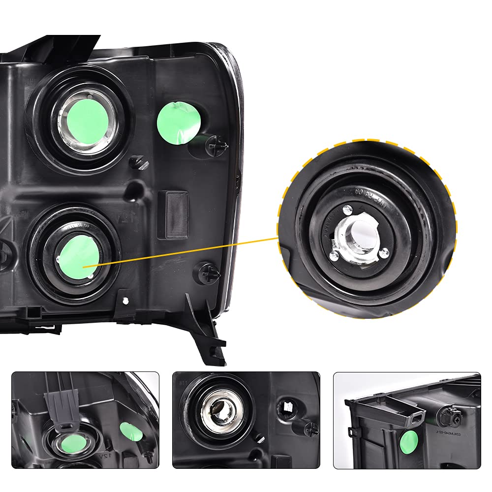 G-PLUS Headlights Assembly Compatible with GMC Sierra 1500 2007-2013 /Fit GMC Sierra 2500HD 3500HD 2007-2014 Headlamps Left and Right Smoky Lens Black Housing Clear Reflector,faros delanteros