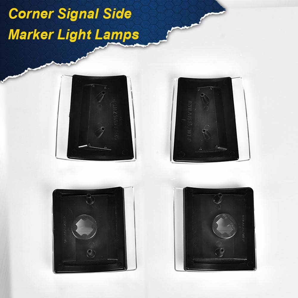 G-PLUS Corner Light Fit 1994-2000 Chevy CK/C10 1500 2500 3500 2WD,(ONLY For Composite Headlights) Signal Side Marker Lamps (Clear Lens Black Housing Clear Reflector) Bumper Headlamps,faros Assembly