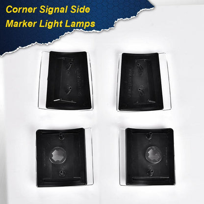 G-PLUS Corner Light Fit 1994-2000 Chevy CK/C10 1500 2500 3500 2WD,(ONLY For Composite Headlights) Signal Side Marker Lamps (Clear Lens Black Housing Clear Reflector) Bumper Headlamps,faros Assembly