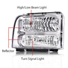 G-PLUS Headlights Compatible with Ford F250 F350 F450 F550 Super Duty 1999-2004 Truck Excursion Conversion Clear Lens Chrome Housing Clear ReflectorBumper Headlamps,faros delanteros