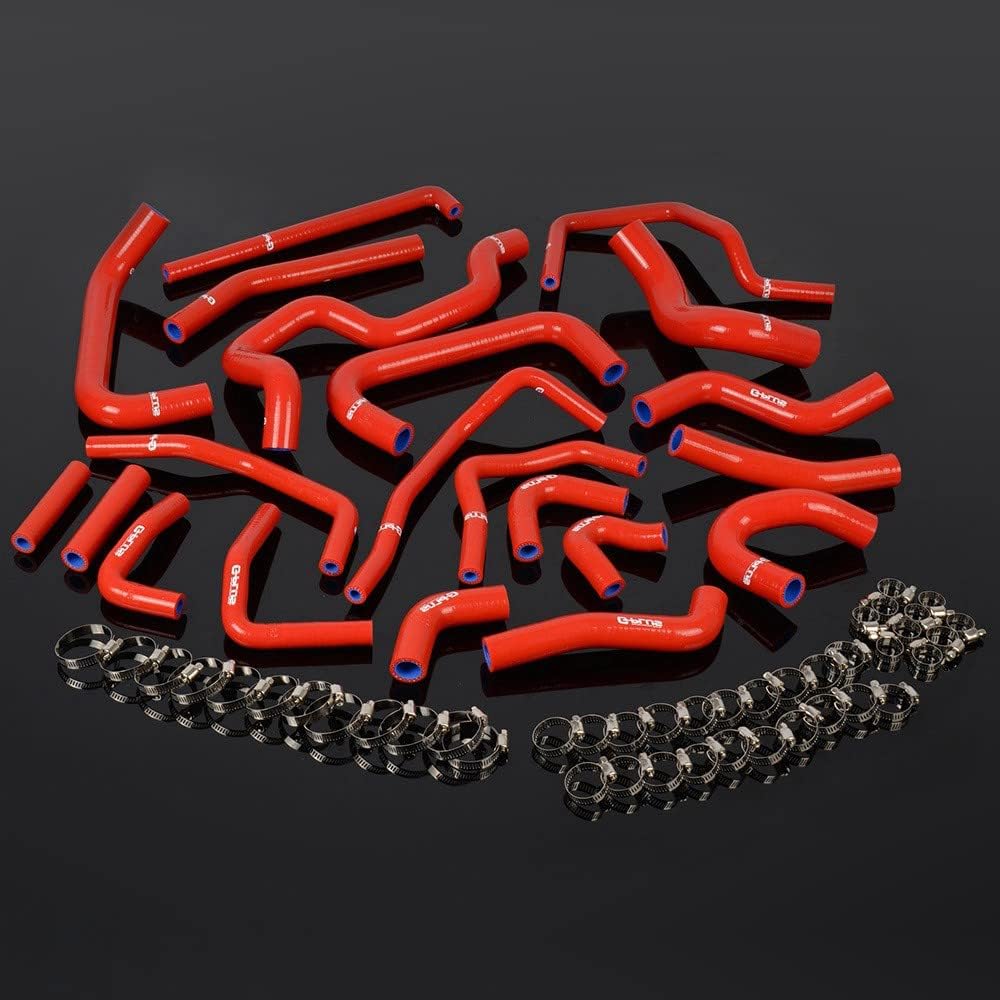 G-PLUS Silicone Ancillary Coolant Hose Kit Clamps, Compatible With Toyota MR2 Turbo 2.0L 3SGTE Rev2 LHD 1991 Left Hand Drive (Red)