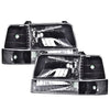 G-PLUS Headlights Fit Ford F150/250/350 Bronco/F-Super Duty 1992-1997 w/Corner Signal Driver Passenger Headlamps Clear Lens Black Housing Clear Reflector,faros delanteros