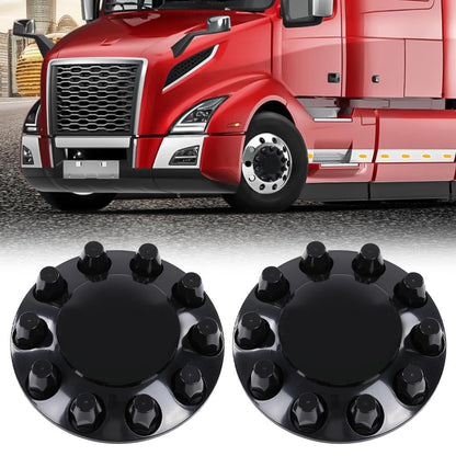 G-PLUS Front Wheel Covers Hub Axle Semi Fit Most of 10 Holes 20" & 22.5" & 24.5" Semi-Truck Wheels with 11.25" Bolt Circle Wheels Glossy Black Plastic ABS