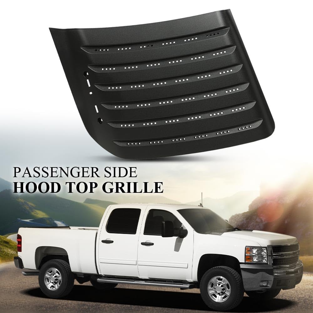 G-PLUS Hood Top Grille Right Passenger Side Compatible with Chevy Silverado 2500 HD 2011-2014/Fit Chevy Silverado 3500 HD 2011-2014 22753693 GM1239107