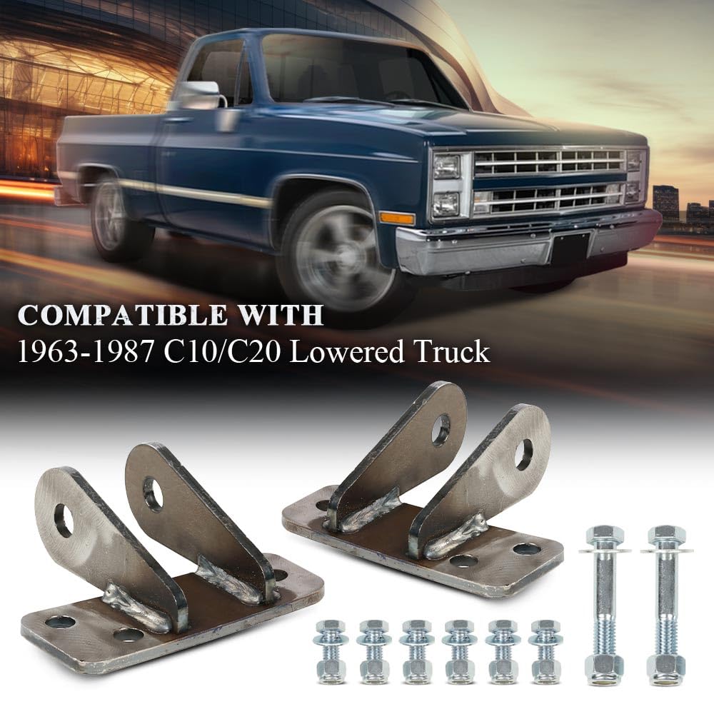 G-PLUS Front Shock Relocation/Extender Kit for Lowered Truck Compatible with Chevy C10 / C20 1963-1987