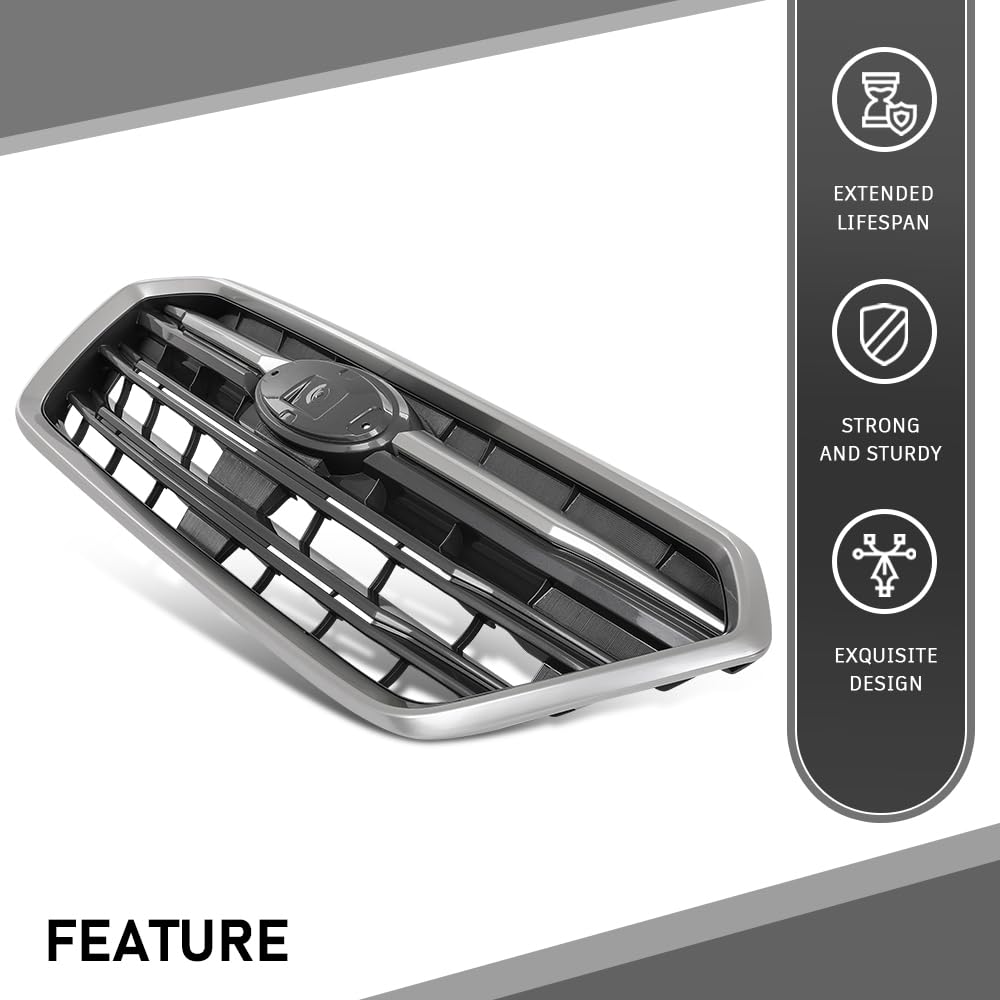 G-PLUS Front Bumper Grille Assembly, Compatible with Subaru Legacy 2018-2019, Light Gray, 91121AL18A, SU1200180 Light Gray