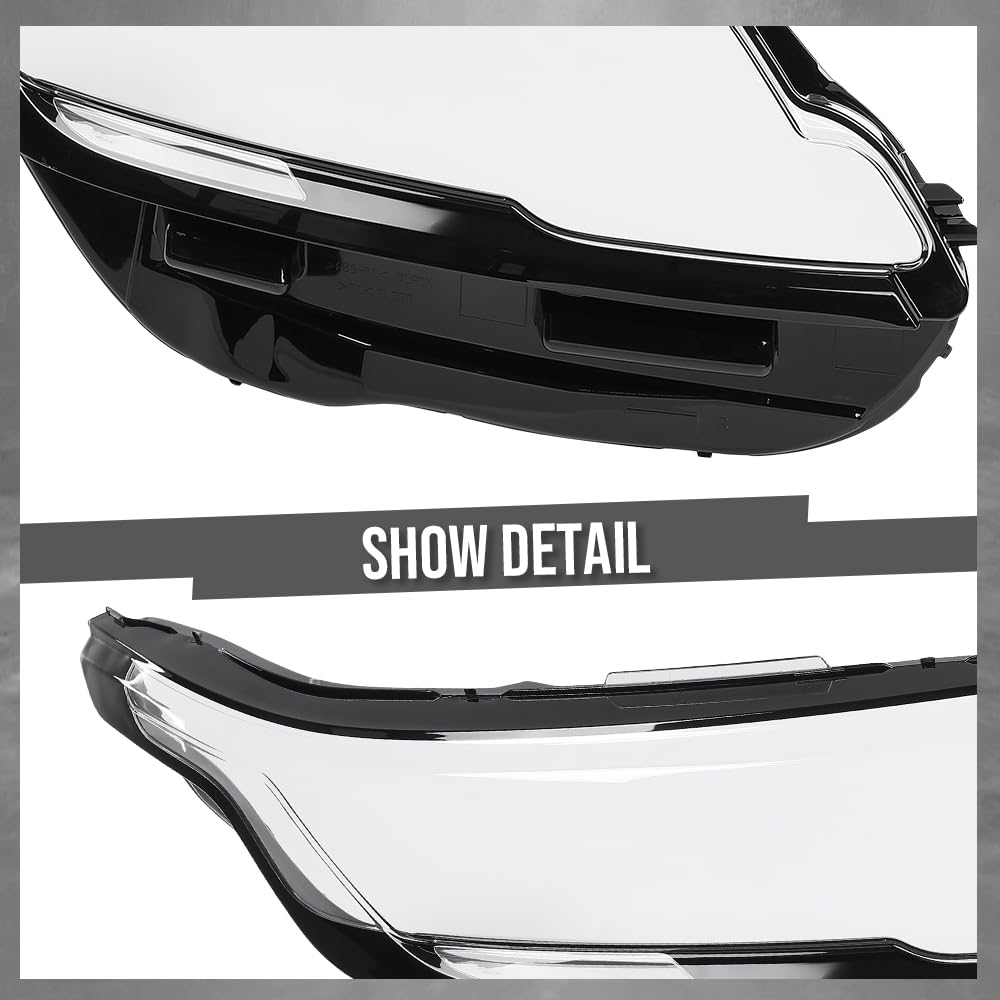 G-PLUS Headlight Lens Cover Compatible with Land Rover Range Rover Velar 2017-2024 Left & Right Pair Front Headlamp Lens Cover Clear