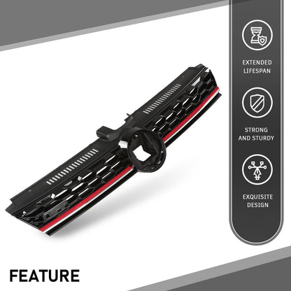 G-PLUS Front Bumper Hood Grille W/Red Trim, Compatible with Volkswagen Golf 7.5 2017-2019, 5GM853651AGCEE, 5GM853651AJCEE