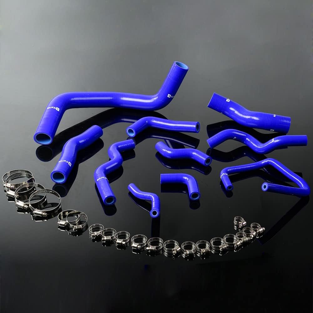 G-PLUS Silicone Radiator Hose Kit, Compatible With Nissan Silvia 200SX 240SX S13 S14 S15 SR20DET (Blue)