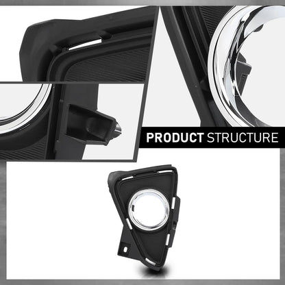 G-PLUS Fog Light Bezel Lamp Trim w/Chrome Left Driver Compatible with Toyota RAV4 2016-2018 520400R030