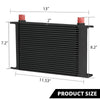 G-PLUS Universal For Japanese Cars Aluminum Racing Engine Transmission Oil Cooler Black 25 Row AN-10 AN10 T-6061 Aluminum