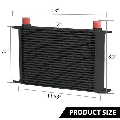 G-PLUS Universal For Japanese Cars Aluminum Racing Engine Transmission Oil Cooler Black 25 Row AN-10 AN10 T-6061 Aluminum