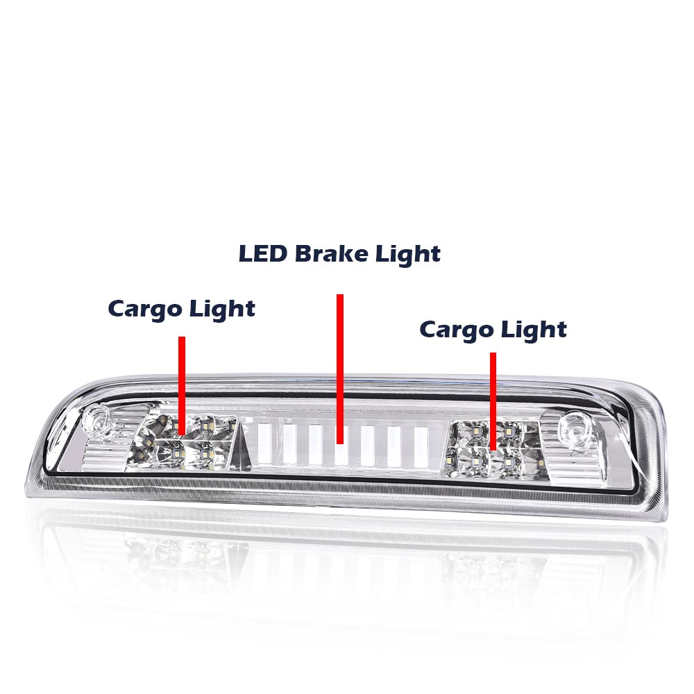 G-PLUS LED 3rd Third Brake Light Compatible with Chevy Silverado/GMC Sierra 1500 2014-2020, High Mount Cargo Lamp Type I, Clear Lens Chrome Housing, 23509162 20979071