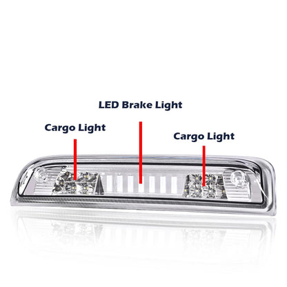 G-PLUS LED 3rd Third Brake Light Compatible with Chevy Silverado/GMC Sierra 1500 2014-2020, High Mount Cargo Lamp Type I, Clear Lens Chrome Housing, 23509162 20979071