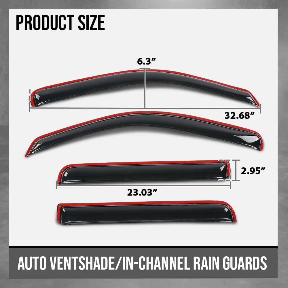 G-PLUS in-Channel Auto Vent Window Visors 4pcs Compatible with Nissan Frontier Crew Cab 2022-2025 in-Channel Rain Guards Smoky