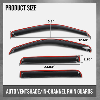 G-PLUS in-Channel Auto Vent Window Visors 4pcs Compatible with Nissan Frontier Crew Cab 2022-2025 in-Channel Rain Guards Smoky