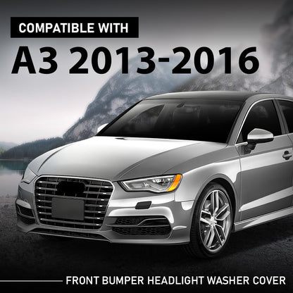 G-PLUS Pair Front Bumper Headlight Washer Cover Cap, Compatible with Audi A3 2012-2020, Left Driver & Right Passenger Side 2PCS, 8V3955275, 8V3955276