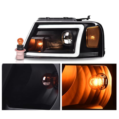 G-PLUS LED Headlights,Fit Ford F150 2004-2008/Lincoln Mark LT 2006-2008(NOT Fit 04 F150 Heritage & Flareside Beds) Clear Lens Black Housing Amber ReflectorBumper Headlamps,faros delanteros