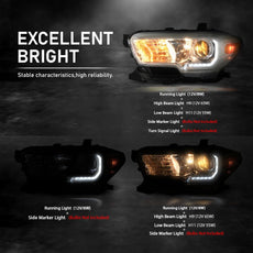 G-PLUS Headlights LED DRL for Toyota Tacoma 2016-2022 Chrome Housing Close-up View