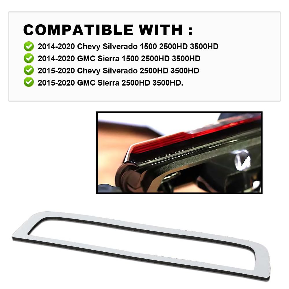 G-PLUS Third 3rd Brake Light Gasket Seal Compatible with 2014 2015 2016 2017 2018 2019 2020 Chevy Silverado GMC Sierra Black