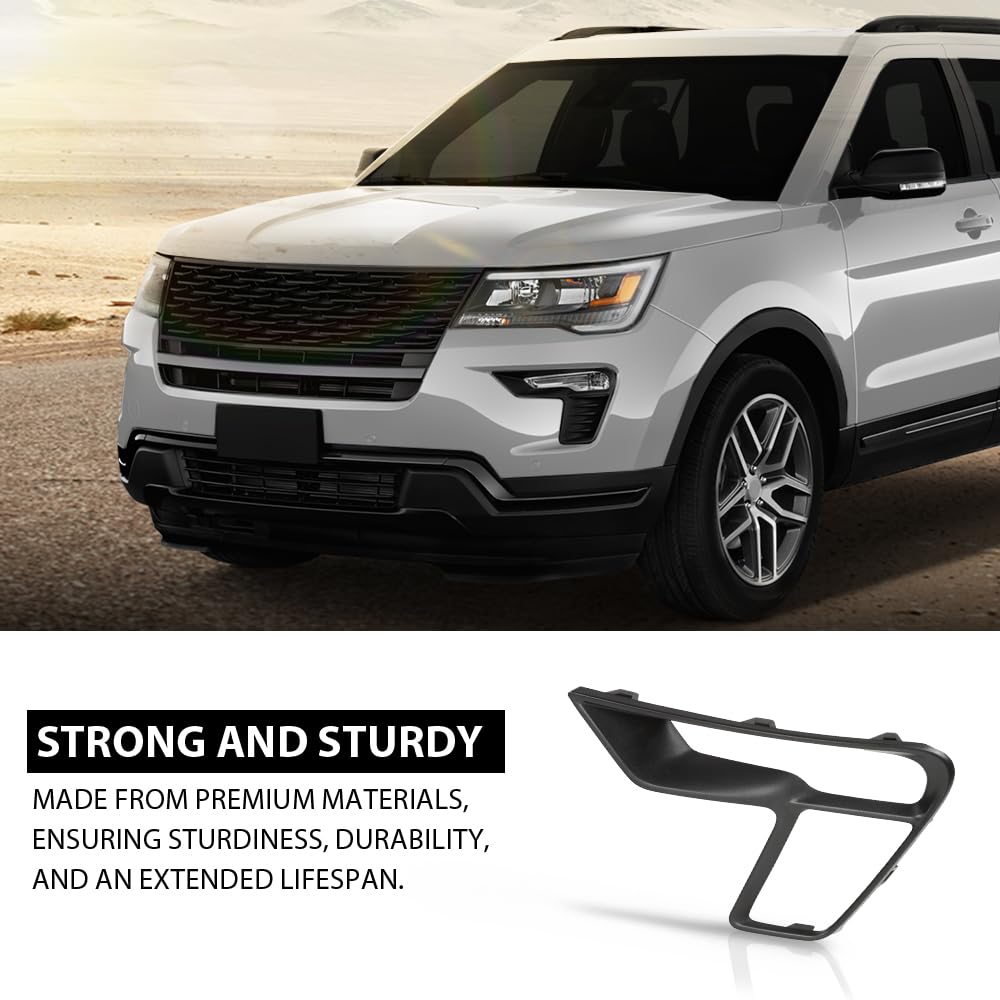 G-PLUS Front Left Fog Light Cover Lamp Bezel, Compatible with Ford Explorer (submodel: Base, Limited, Platinum, Sport, XLT) 2018 2019, Driver Side, JB5Z17E811BA, FO1038181