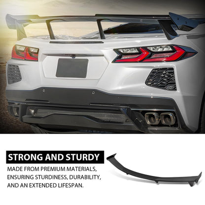 G-PLUS Rear High Wing Spoiler Kit Compatible with Chevy Corvette C8 Models 2020-2024 Rear Gloss Black