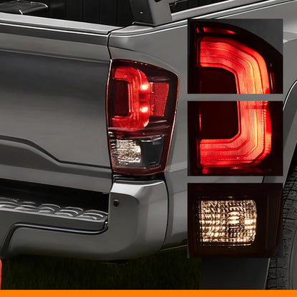 G-PLUS Tail Lights Assembly w/Bulbs Compatible with Toyota Tacoma 2016-2023 Left & Right Rear Brake Lamps, Red Lens Clear Housing, 8156004170 8155004170