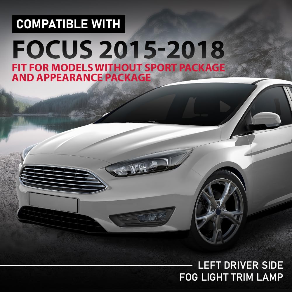 G-PLUS Left Fog Light Trim Cover, Compatible with Ford Focus 2015-2018, Driver Side, F1EZ15266K, FO1038151
